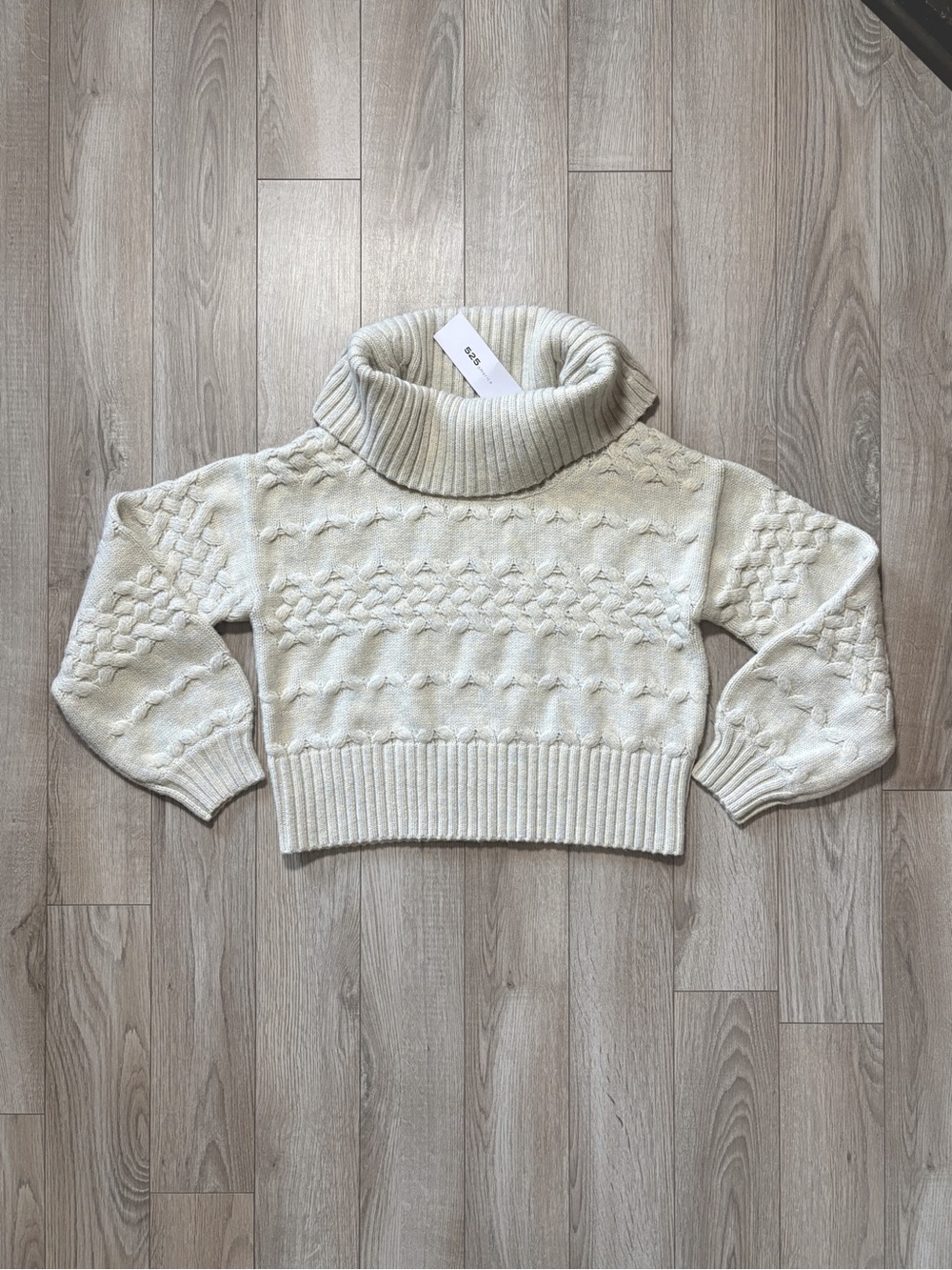 525 America Mixed Cable Cowl Neck Sweater Cream Oatmeal Size XS Cabincore